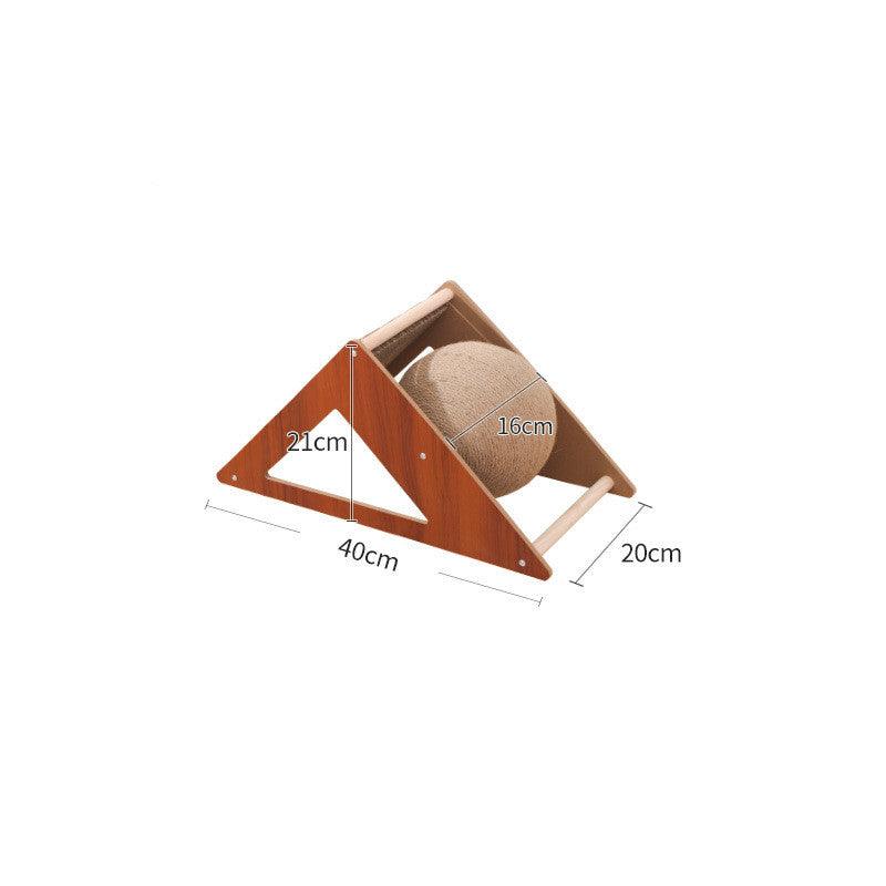 Wooden Cat Scratcher With Sisal Rope Ball - Multi-Functional Cat Scratching Post And Toy