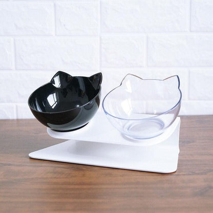 Elevated Non-Slip Double Cat Bowl With 15° Tilted Design