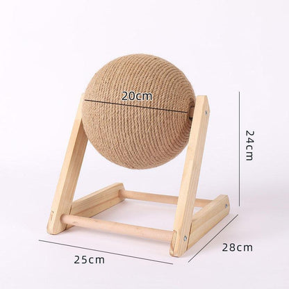 Wooden Cat Scratcher With Sisal Rope Ball - Multi-Functional Cat Scratching Post And Toy