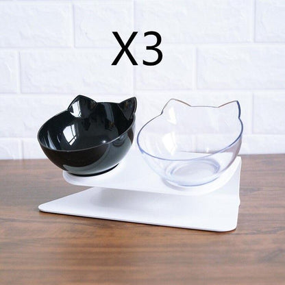 Elevated Non-Slip Double Cat Bowl With 15° Tilted Design