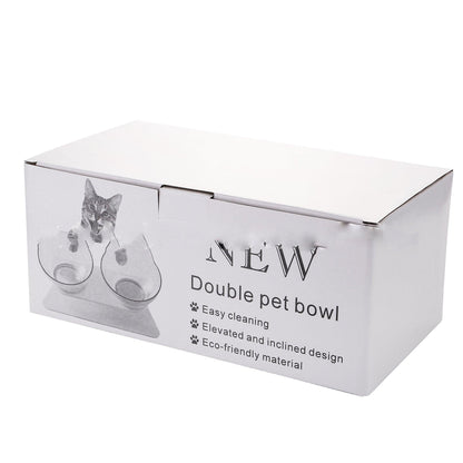 Elevated Non-Slip Double Cat Bowl With 15° Tilted Design