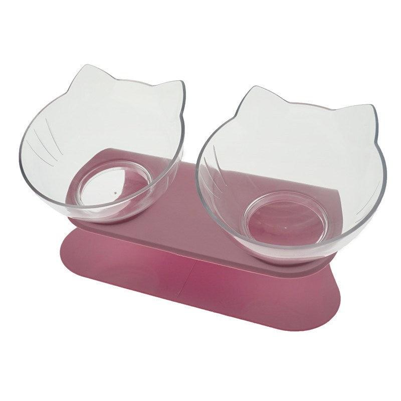 Elevated Non-Slip Double Cat Bowl With 15° Tilted Design