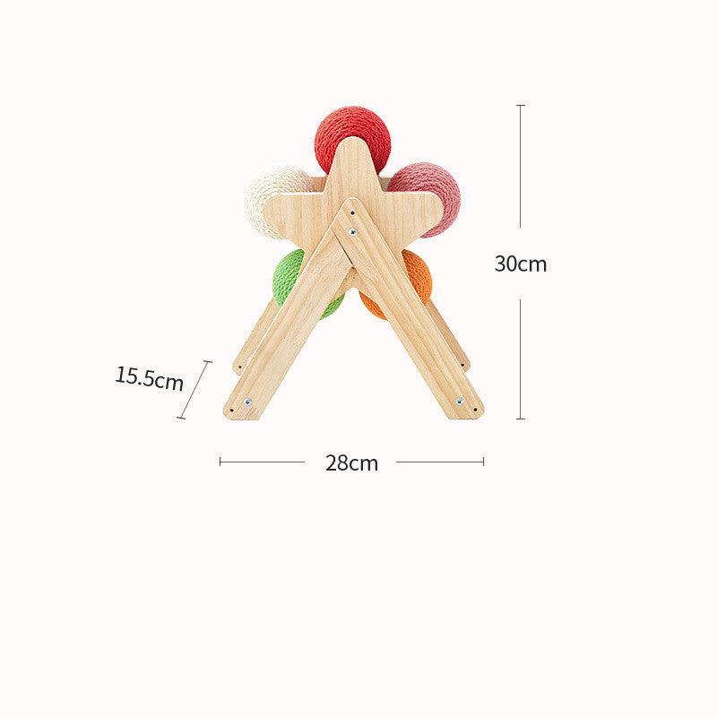 Wooden Cat Scratcher With Sisal Rope Ball - Multi-Functional Cat Scratching Post And Toy