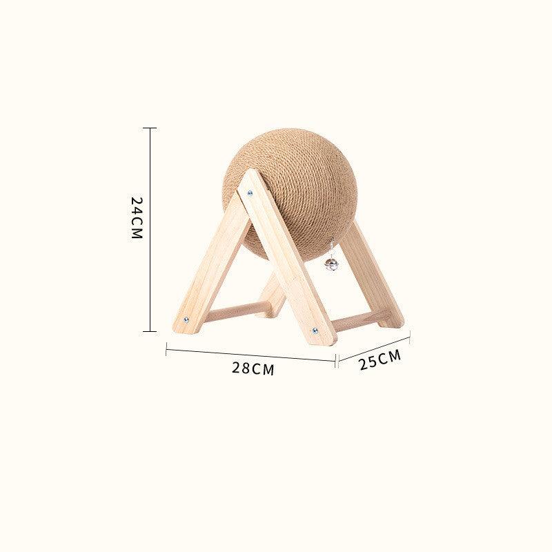 Wooden Cat Scratcher With Sisal Rope Ball - Multi-Functional Cat Scratching Post And Toy