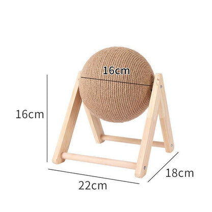 Wooden Cat Scratcher With Sisal Rope Ball - Multi-Functional Cat Scratching Post And Toy