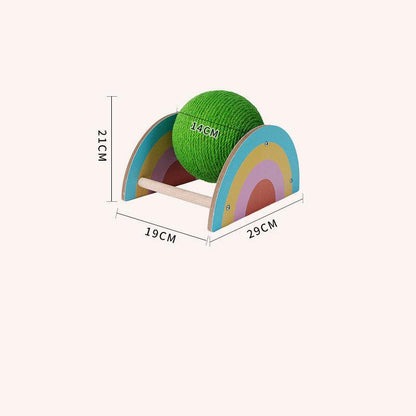 Wooden Cat Scratcher With Sisal Rope Ball - Multi-Functional Cat Scratching Post And Toy