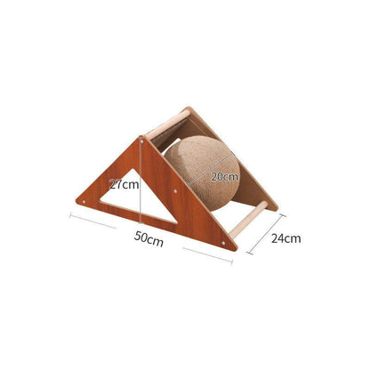 Wooden Cat Scratcher With Sisal Rope Ball - Multi-Functional Cat Scratching Post And Toy