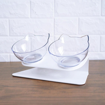 Elevated Non-Slip Double Cat Bowl With 15° Tilted Design