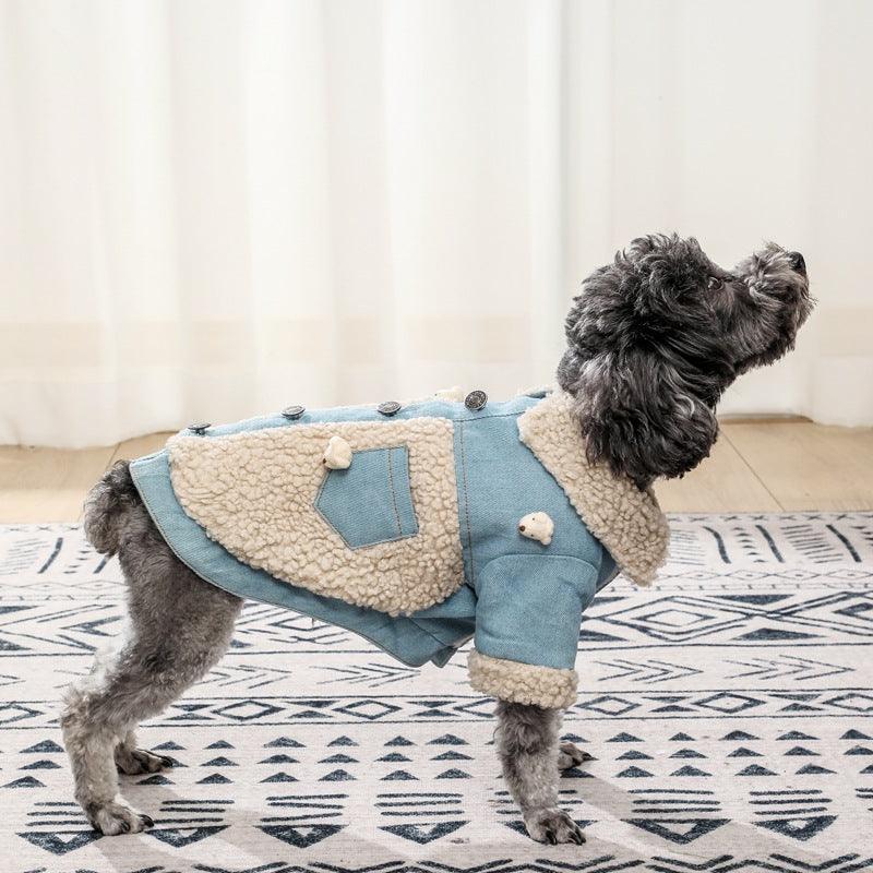 Cozy Denim And Fleece Two-Legged Dog Clothes - Perfect For Small To Medium Dogs