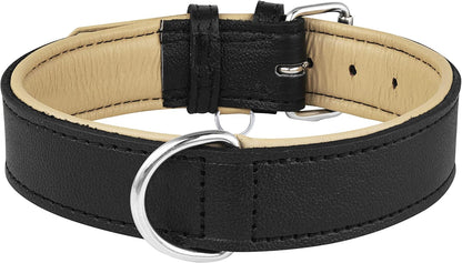 Riparo Dog Collars for Medium Dogs, Genuine Leather Dog Collar, Medium Dog Collar (M: 1" Wide for 13.5”-17.5” Neck, Black)