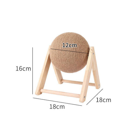 Wooden Cat Scratcher With Sisal Rope Ball - Multi-Functional Cat Scratching Post And Toy